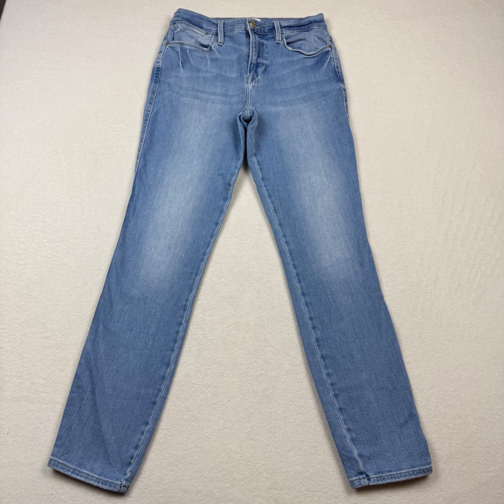 FRAME Le High Skinny Jeans Womens 26 Light Wash High Rise Stretch Denim Raw‎ Hem